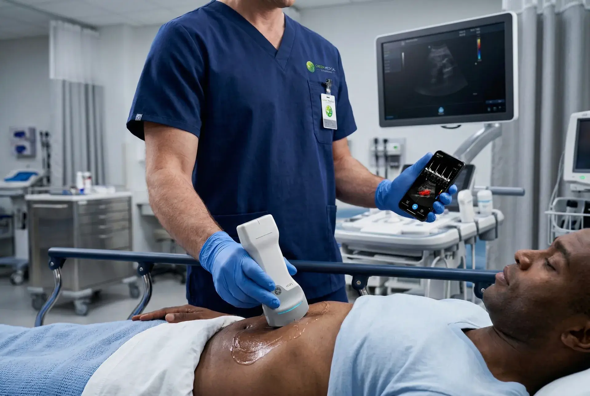 Point-of-care ultrasound with handheld probe and smartphone