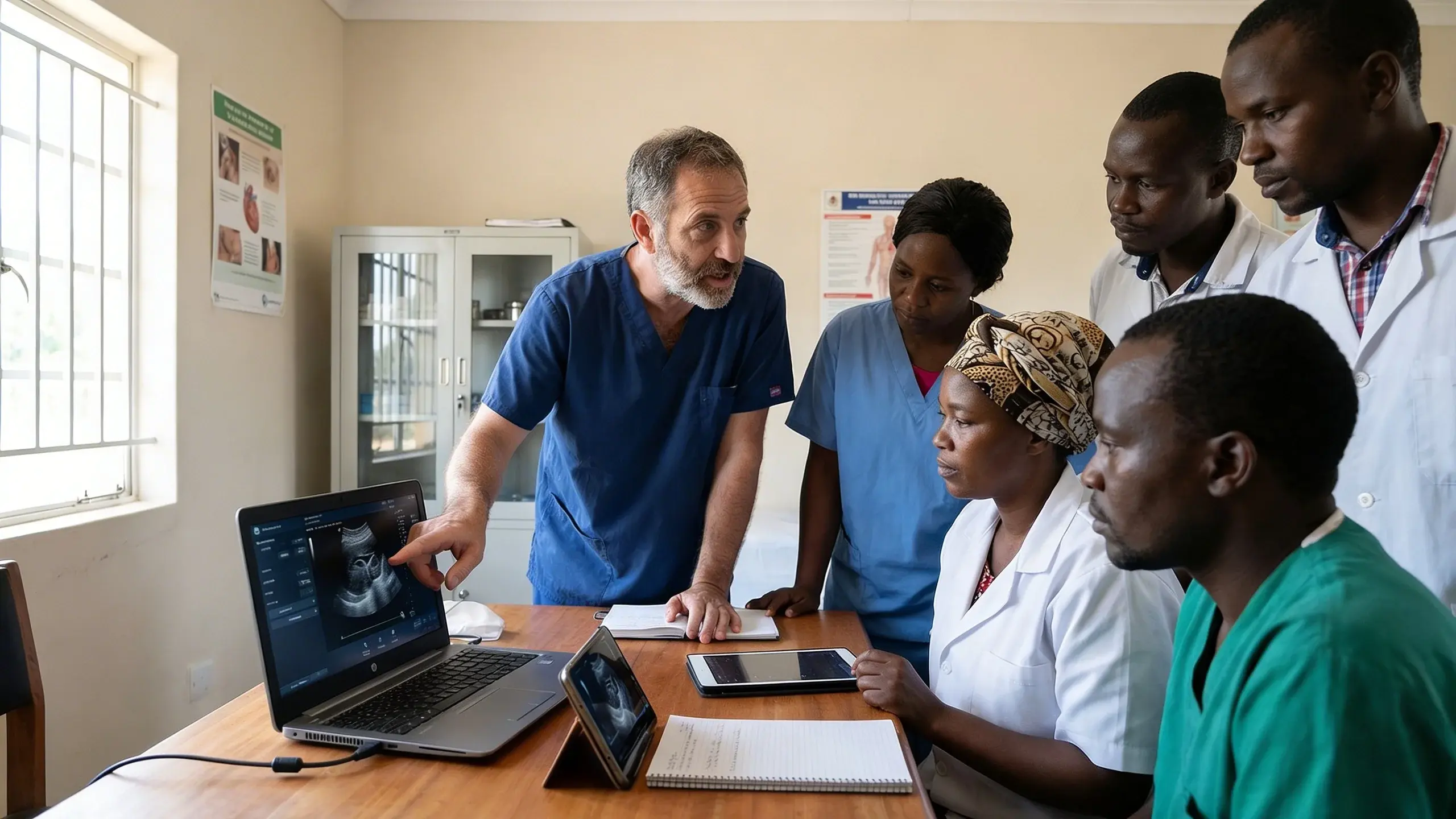 Hands-on POCUS training session with local clinicians