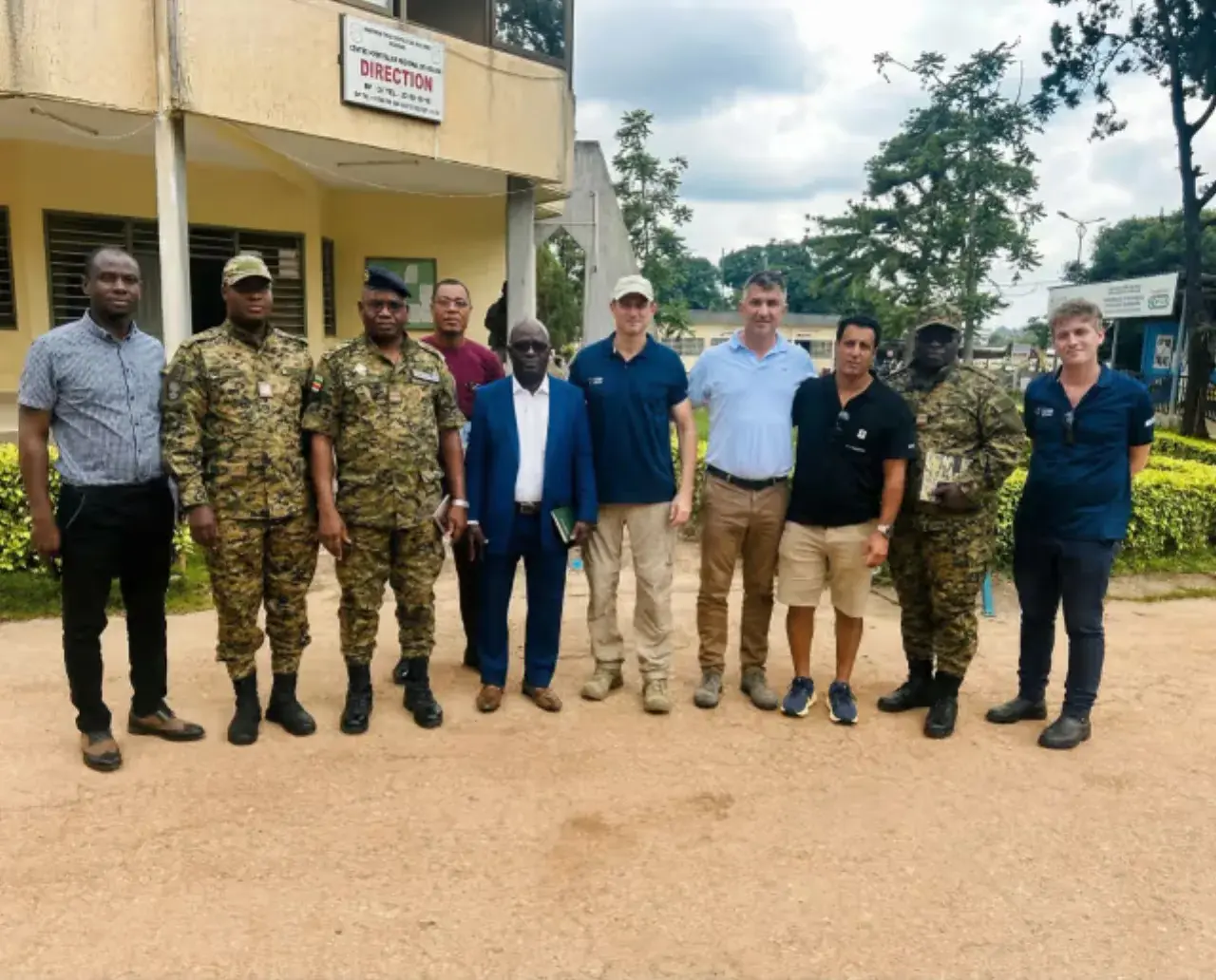 Joint Israeli-Togolese medical mission team at hospital entrance